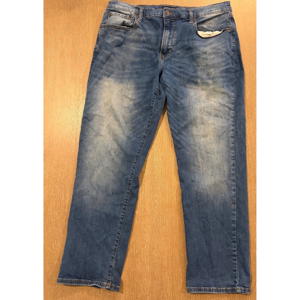 Lucky‎ Brand 223 Straight Jeans Mens 36x29 Blue Medium Wash Distressed Denim